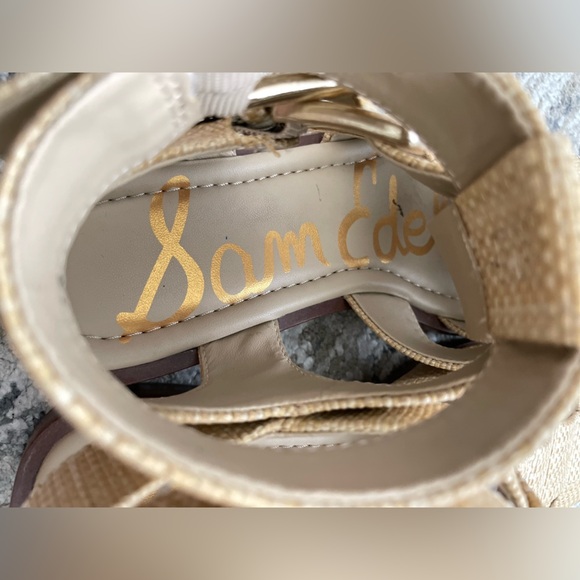 Sam Edelman Rattan Cage Sandals Dawn Fisherman Size 7.5 Cream Beige Big Buckles - Picture 7 of 11